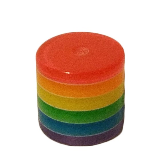 Rainbow Beads - 20mm Chunky Translucent Rainbow Striped Resin Beads 