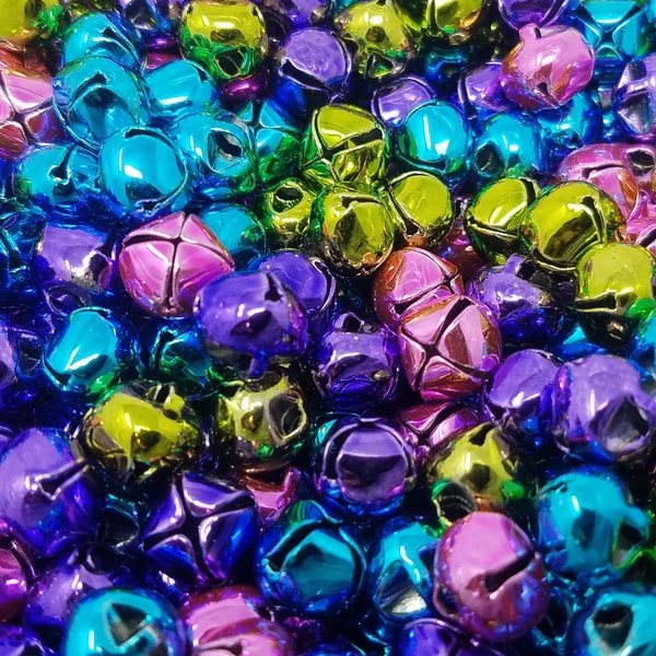 500 pcs Assorted Color Metal Jingle Bells for Christmas Crafts Small 10mm 3/8" Diameter