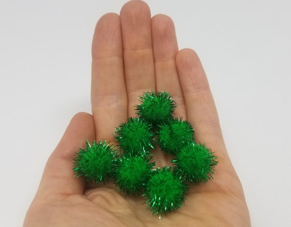 Lot of 144 Pcs Green Tinsel Metallic Sparkle Pom Poms for Christmas Crafts  -  Finland