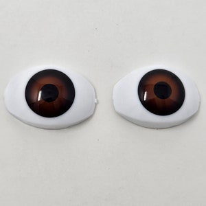 Pair of Zim&#39;s Vintage 14mm Large Iris Oval Realistic Brown Plastic Human Dolly Eyes for Craft Doll, Puppet, or Toy
