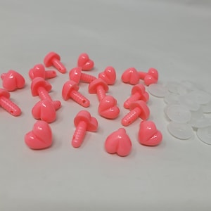 Vintage Zim's 13mm Pink Heart Animal Nose with Washer for Craft Crochet Dolls, Puppets, Toys
