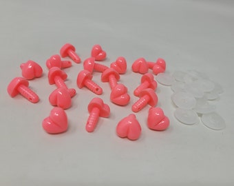 Vintage Zim's 13mm Pink Heart Animal Nose with Washer for Craft Crochet Dolls, Puppets, Toys