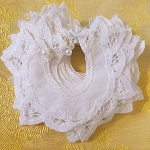 Pack of 12 Battenburg Lace White Cotton 4&quot; or 6&quot; Victorian Crocheted Collars for Baby or Doll Clothes