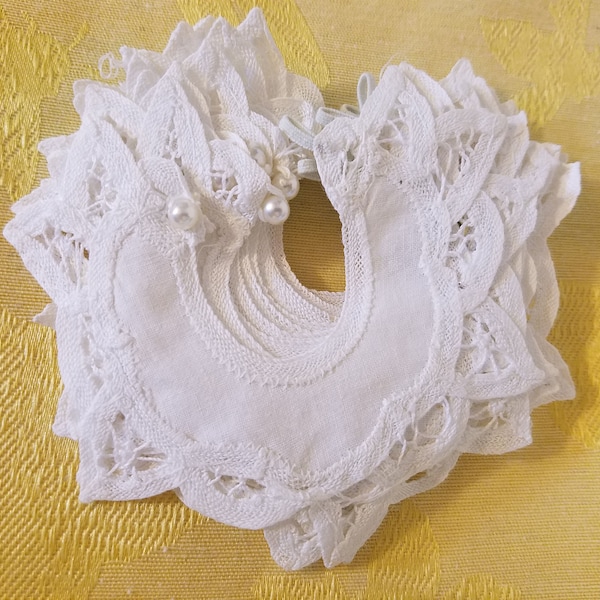 Set van 12 witte katoenen victoriaanse gehaakte kragen van 4 of 6 inch Battenburg-kant voor baby- of poppenkleding