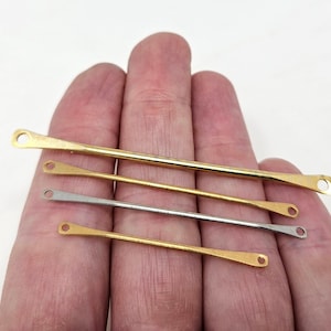 Vintage Gold Brass or Silver Tone Metal Bar Links Spacer Rod Stick Flat Connectors with 2 Holes for Jewelry Crafts, Assorted Sizes