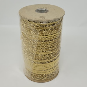 Carrete a granel, color dorado metálico vintage, 3 mm, 1/8 pulgadas, adorno de costura artesanal, cordón de cinta Picot de un solo bucle, 144 YDS