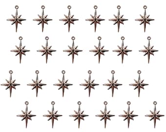 24 pcs North Star Silver Plastic Charms Christmas Ornament Craft Accents