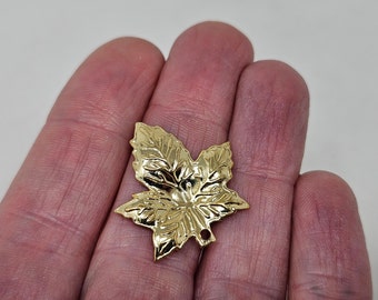 12 pcs Vintage Gold Tone Metal Dimensional Leaf Stampings Leaves Jewelry Charms Accents Embellishments Findings