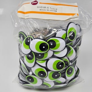 Bulk Pack Zim's Vintage 40mm Green or Brown Comical Cartoon Plastic Safety Eyes for Craft Doll, Amigurumi Toy, or Puppet Making