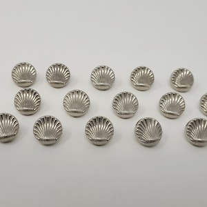 Seashell Shape Silver or Gold Molded Plastic Sewing Shank Buttons Vintage 10mm or 12mm