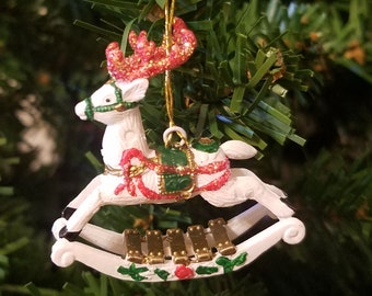 Vintage Chinese Silk Stuffed Rocking Horse Christmas Tree  display picture 1