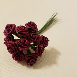144 pcs 12mm 1/2&quot; 1/2 Inch Satin Ribbon Roses on Wire Stem