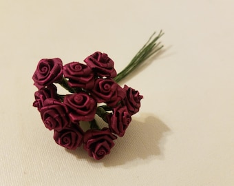 144 pcs 12mm 1/2&quot; 1/2 Inch Satin Ribbon Roses on Wire Stem