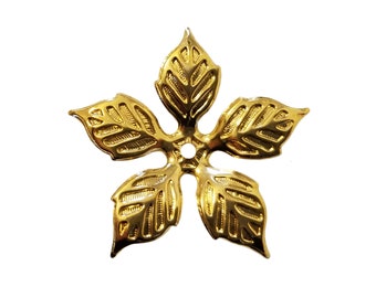 10 pcs Gold Tone Metal Flower Cut-Outs Jewelry Charms Accents Embellishments Findings