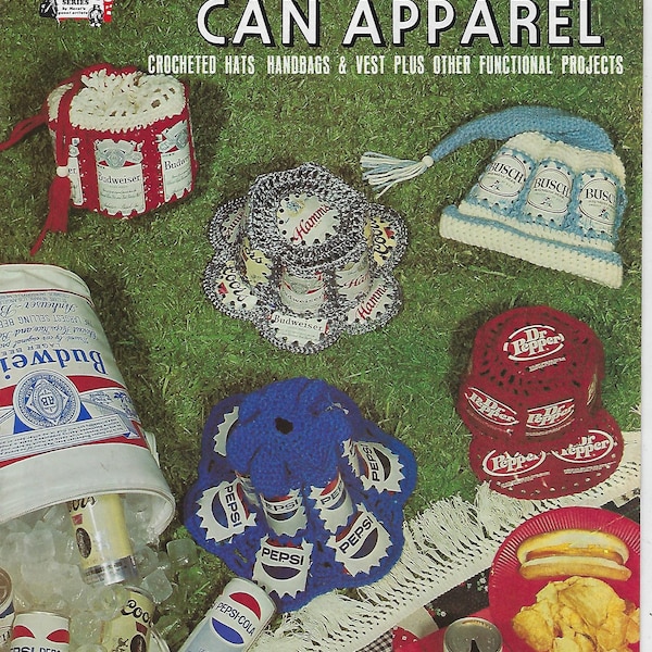 PDF ONLY - Aluminum Can Apparel Vintage Hat Handbag Crocheting Patterns Downloadable Instruction Book