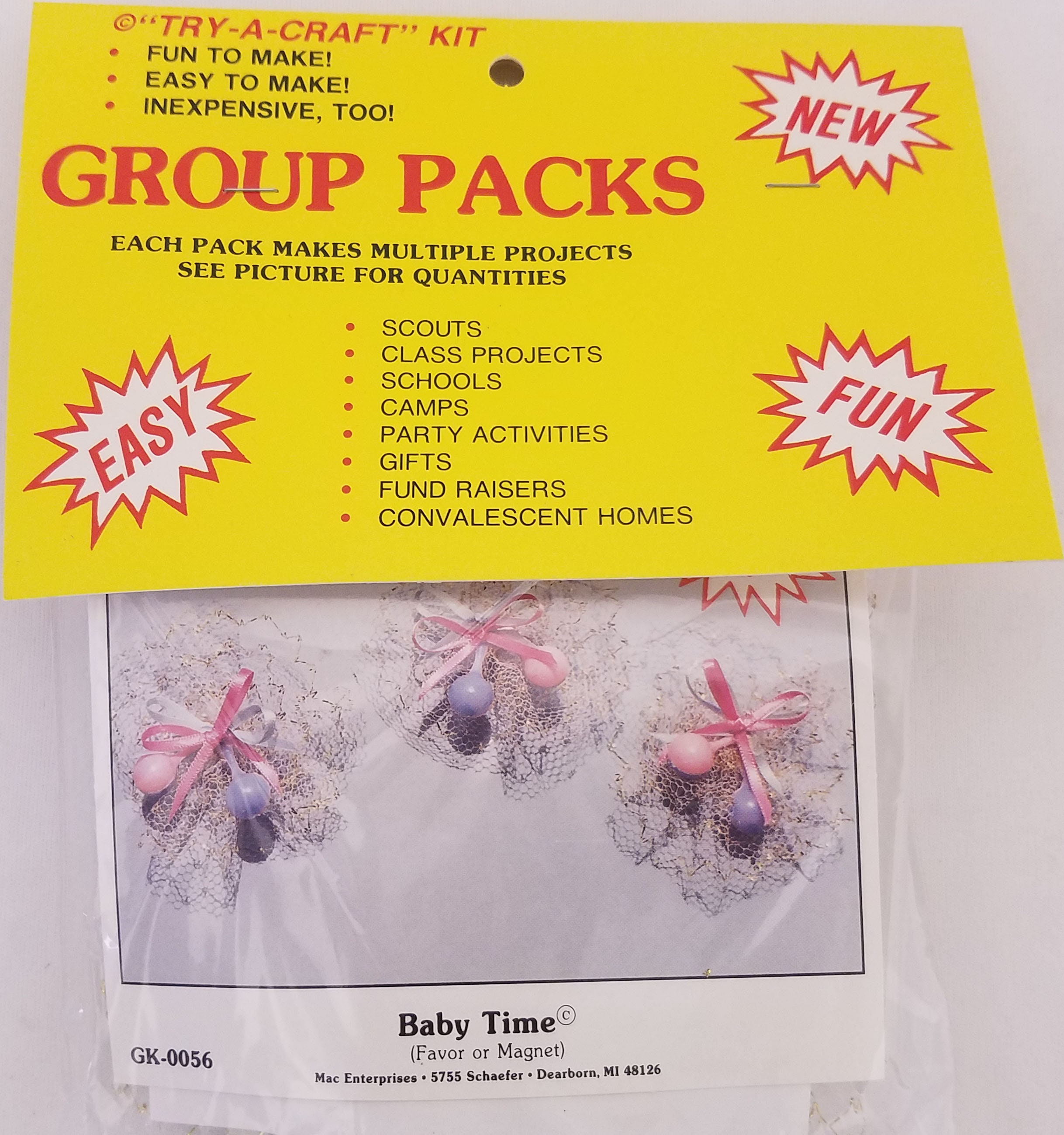 Baby Time Plastic Rattles Shower Group Craft Project Decoration Kit from Merri Mac Enterprises Vintage