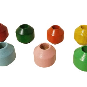 24 Große abgeschrägte Holzperlen Makramee 28 mm