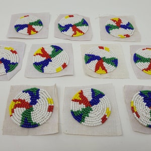 10 pcs Vintage 1-1/2" Round Mandala Multi-Color Glass Seed Bead Tribal Native Craft Appliques Patches