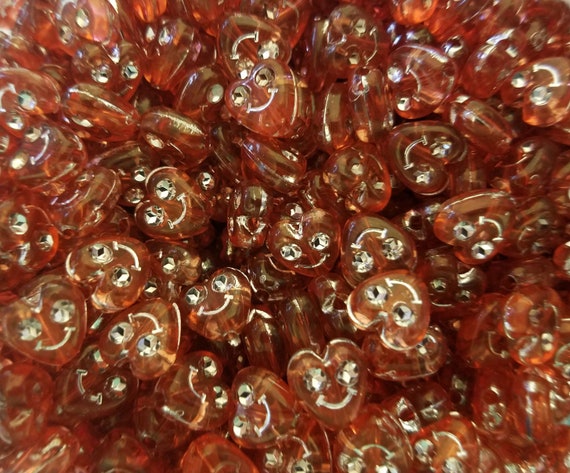 500 pcs Black Heart Shaped Smiley Face Rhinestone Diamonette Plastic Craft Beads 
