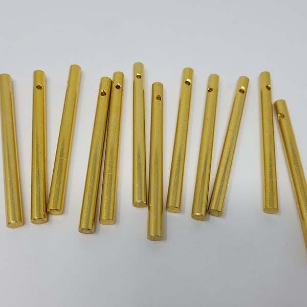 Lot de 12 tiges de tubes en métal doré pour fabriquer des carillons éoliens miniatures de bricolage de 3 po. de long