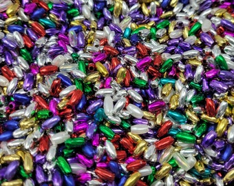 Lot of 1,000 Loose Artificial Metallic Plastic Pearls 3mm x 6mm Oval Rice Beads