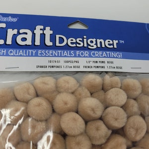 Pack of 100 pcs Darice 1/2&quot; Inch 12mm Beige or Yellow Acrylic Craft Pom Poms