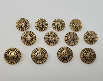 12 Stück vergoldete filigrane Barock antik Gold oder Silber Kunststoff Knöpfe 15 mm 5/8 &quot;runden Vintage