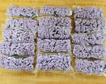 Bulk Wholesale Lot of Tiny Lilac Lavender Purple Satin Ribbon Roses on Wire Stem 10mm 3/8" 3/8 Inch