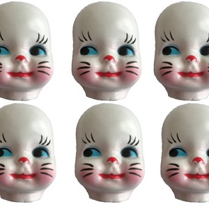 Pack of 6 Vintage Child Bunny Rabbit Costume Celluloid Plastic Craft Doll Making Faces Masks