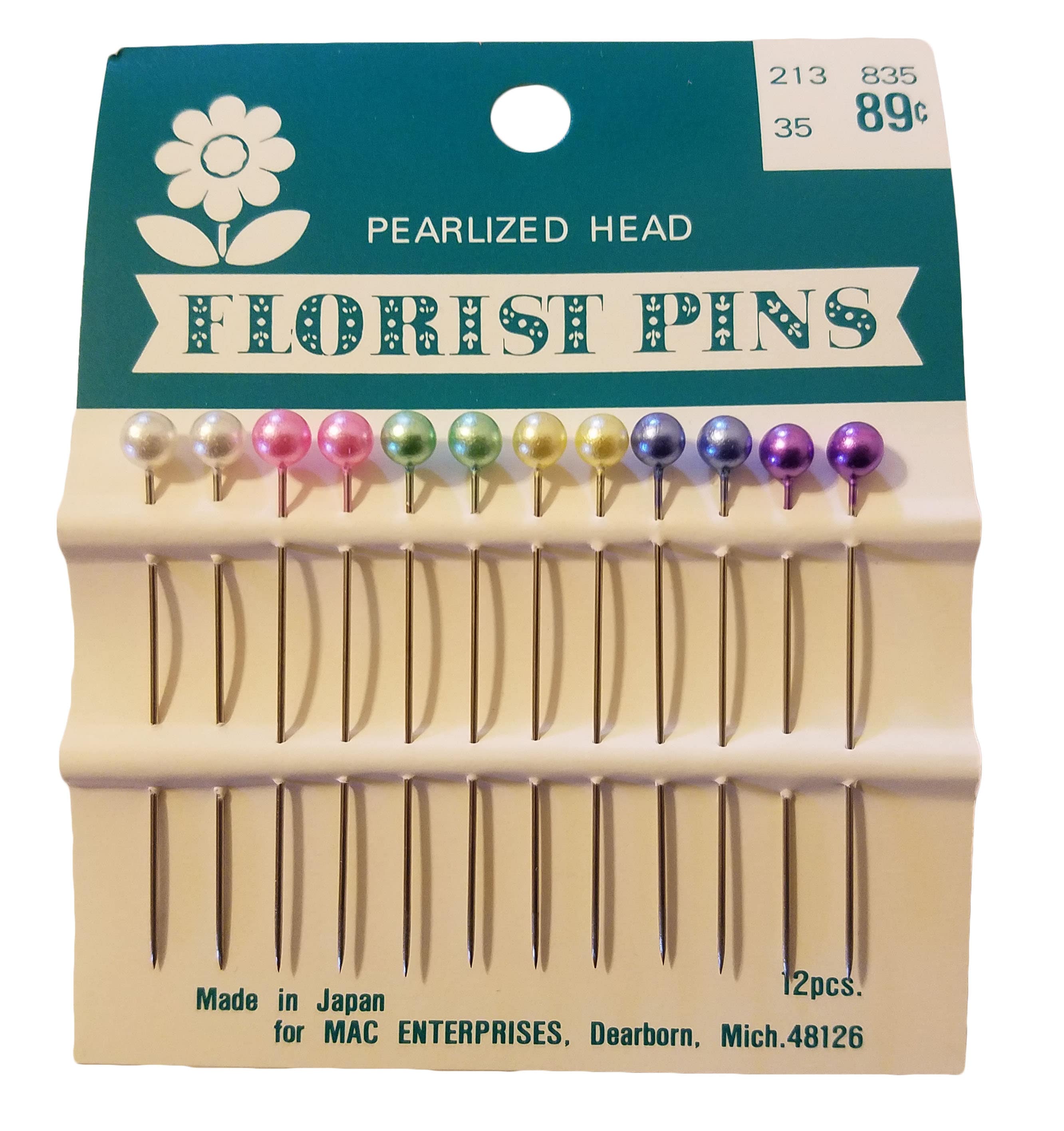 40-Piece Floral Pins with Pearlized Round Head 1.5
