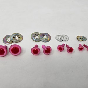 Occhi di sicurezza in plastica rosa/rossi a forma di coniglietto albino di Zim, per bambole artigianali, giocattoli amigurumi o marionette, misure assortite
