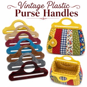 Vintage Plastic Purse Handles – Sew-In Handbag Handles – Large Retro Bag Handles for Crochet, Knit, Macramé, Needlepoint & Patchwork Purses