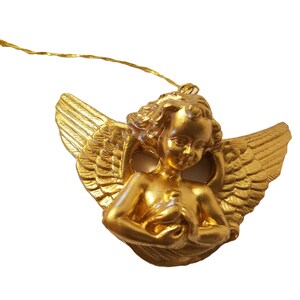 Lot of 12 Vintage Miniature 2&quot; Gold Cherub Angel with Bird Craft Christmas Ornaments
