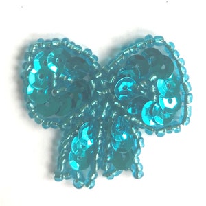 Pack of 4 X-Small Bow Beaded Sequined Sew-On Applique Craft Sewing Embellishment Vintage