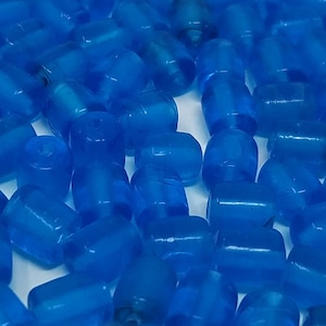 Pack of 100 Vintage 7mm Transparent Blue Glass Tube Beads for Jewelry Crafts