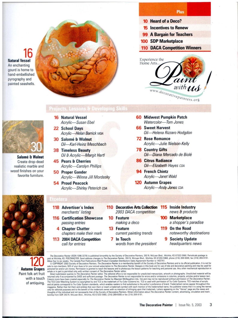 The Decorative Painter Magazine September/October 2003 Issue 5 Decorative Painting Patterns image 3