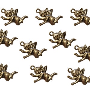 10 pcs Cherub Angel Fairy Silver Pewter Metal Charms Pendants Craft Jewelry