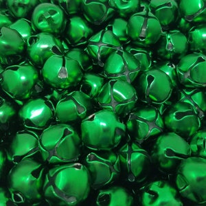 Lot of 100 Shiny Metallic Red, Green or Gold Metal Jingle Bells Christmas Crafts Small 13mm