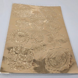33 Stück Vintage Goldfolien-Medaillons geprägte Aufkleber Made in Japan