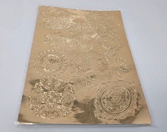 33 pcs Vintage Gold Foil Medallions Embossed Stickers Made in Japan