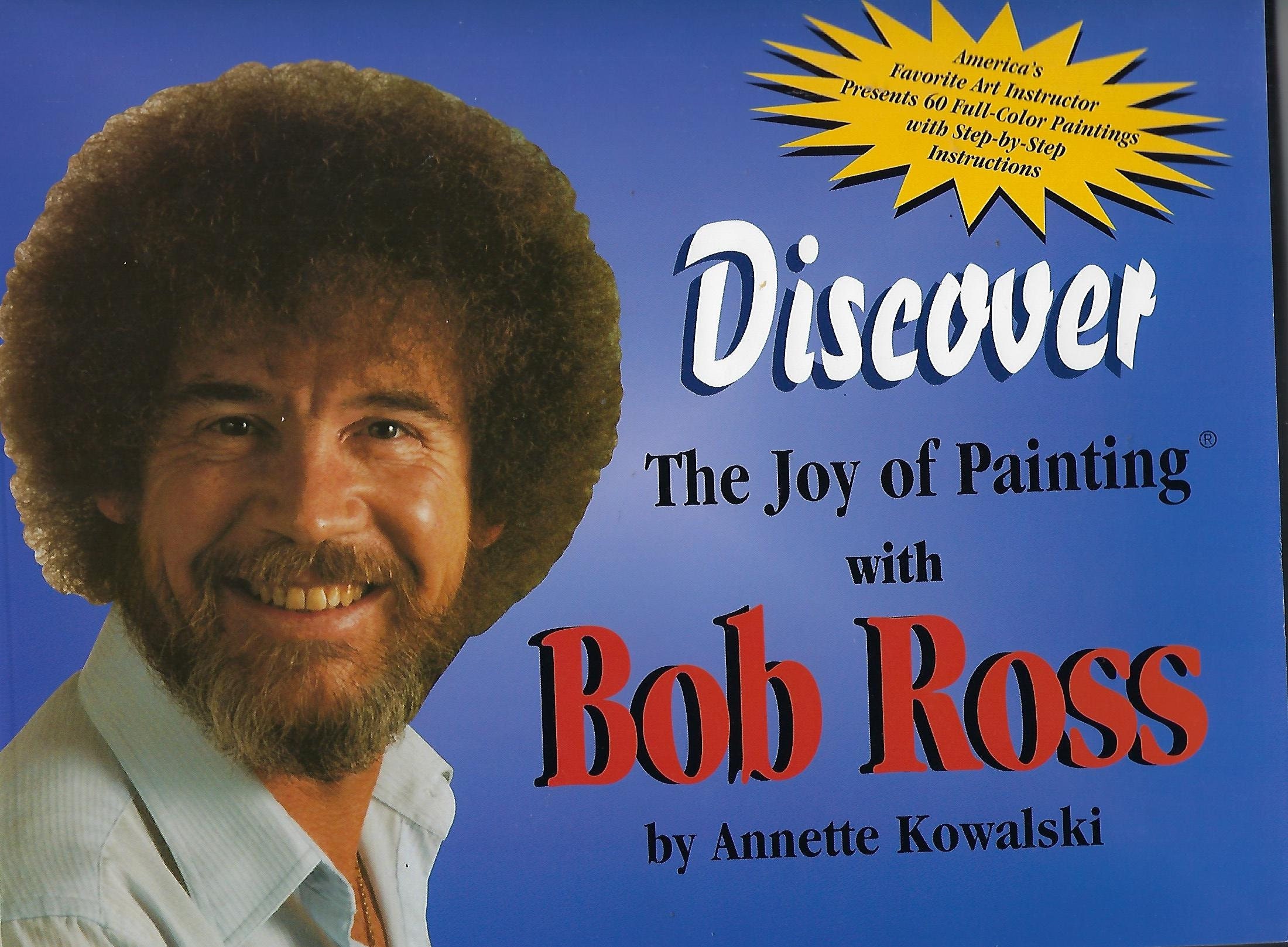 Bob Ross Bobblehead With Sound, 4 Figurine, Flip Book, 30 Works, Paint by  No Kit, 3 Canvases, Paint Brush Easel, Instructions and Tips 