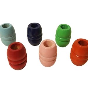 Bag of 24 Large Grooved Wood Carved Oblong Macrame Craft Beads 1-1/8&quot; 28mm