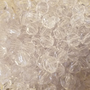 Pack of 100 Large 12mm Round Faceted Plastic Beads