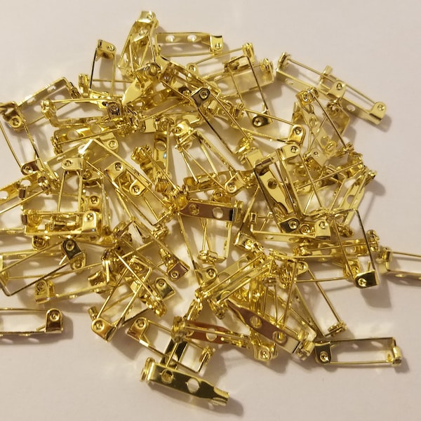 100 pcs Gold Tone Metal 20mm 3/4" Locking Catch Bar Pins Craft Jewelry Findings Brooch Pin Backs