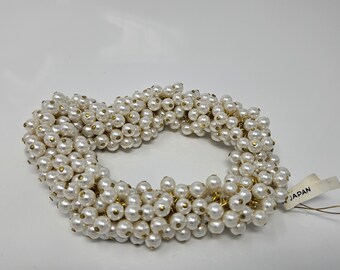 72 pcs 6mm Round White Pearl Triplet Cluster Beads on Gold Metal Loop