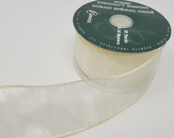 NEW Vintage Berwick Ivory Sheer Nylon Wired Specialty Craft Ribbon 2" WIDE x 10 YDS