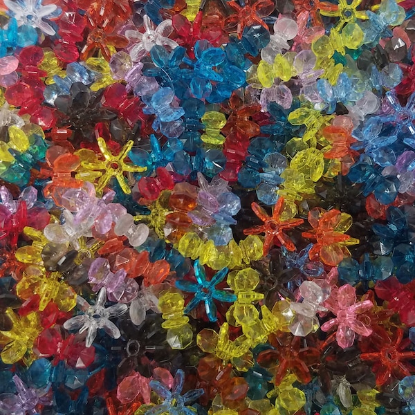 1,000 pcs 12mm Transparent Translucent Starflake Sunburst Plastic Acrylic Craft Beads