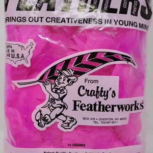 Vintage Crafty&#39;s Featherworks Craft Feathers Artificial Bird Plumage Shocking Hot Pink or Arctic White