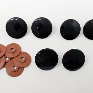 Zim&#39;s Vintage 36mm Round Large Black Flat Plastic Safety Eyes for Craft Doll, Amigurumi Toy, or Puppet Making, 3 pair