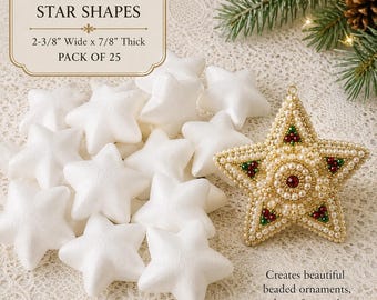 25 Styrofoam Star Shapes - White Foam Star Forms 2-3/8" for Christmas Ornaments, Sequin Pin Crafts & Kids Projects - DIY Blanks - Vintage